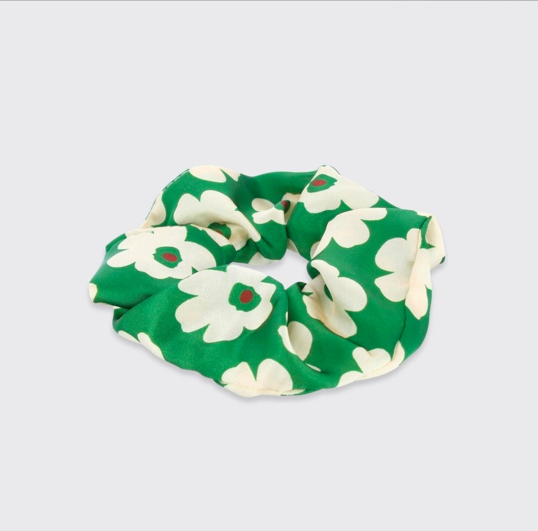 Roslyn Floral Scrunchie - Green/Cream