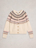 White Stuff Artic Fairisle Cardigan-Knitwear-White finn