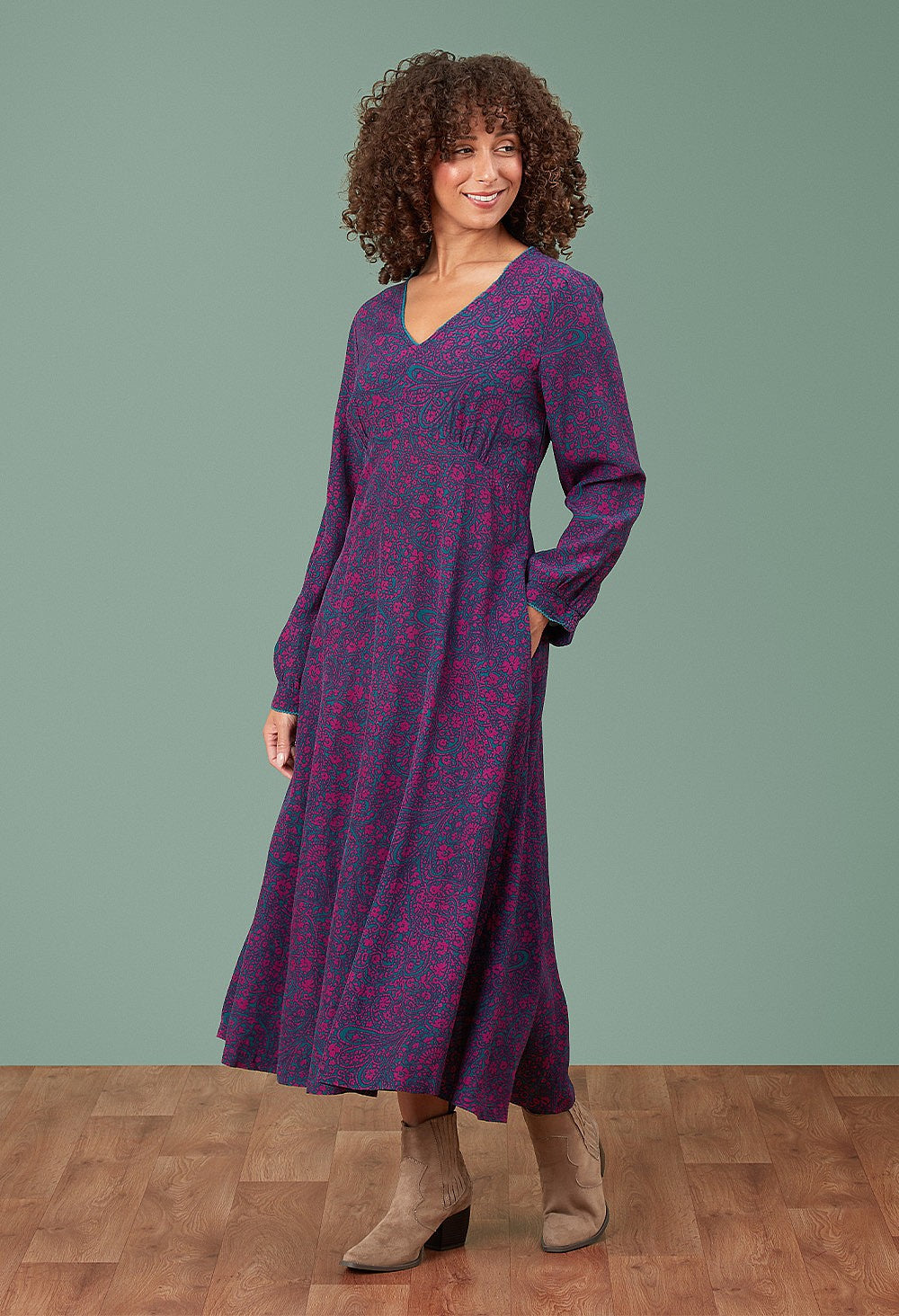 Adini Inky Swirl Maresha Dress - Fushsia
