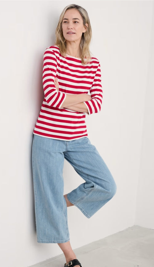 Seasalt Sailor 3/4 Sleeve Top in Scallion Scarlet