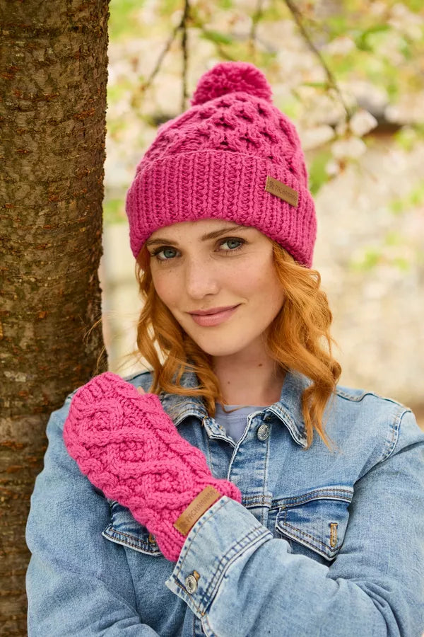 Pachamama Enniskerry Bobble Beanie (Merino) Rose