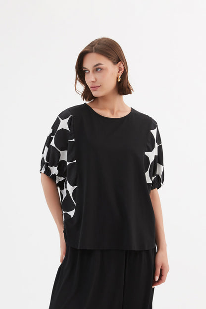 Tirelli Puff Sleeve Combi Tee Black Spot.