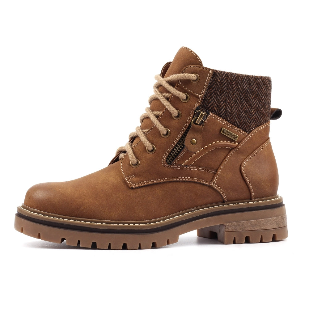 Lunar Caramel Waterproof Tan Ankle Boot-Footwear-White finn