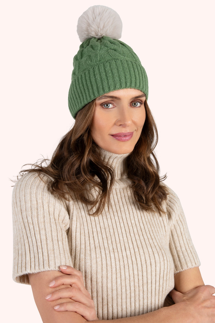 Powder Elise Hat - Sage & Cream-Hat-White finn