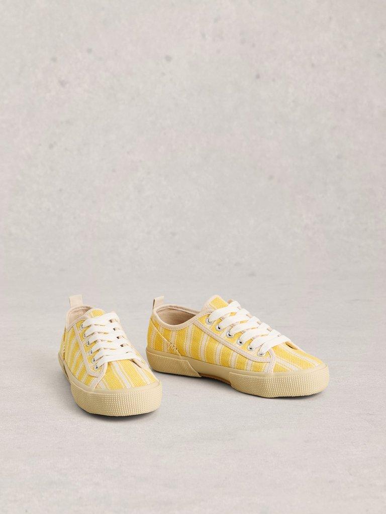 White Stuff Pippa Lace Up Print Trainer-Footwear-3-Yellow-