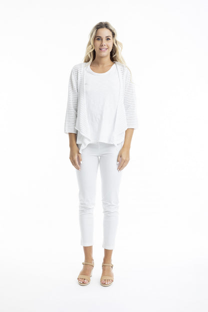 Orientique Essentials Knit Tie Shrug-White finn