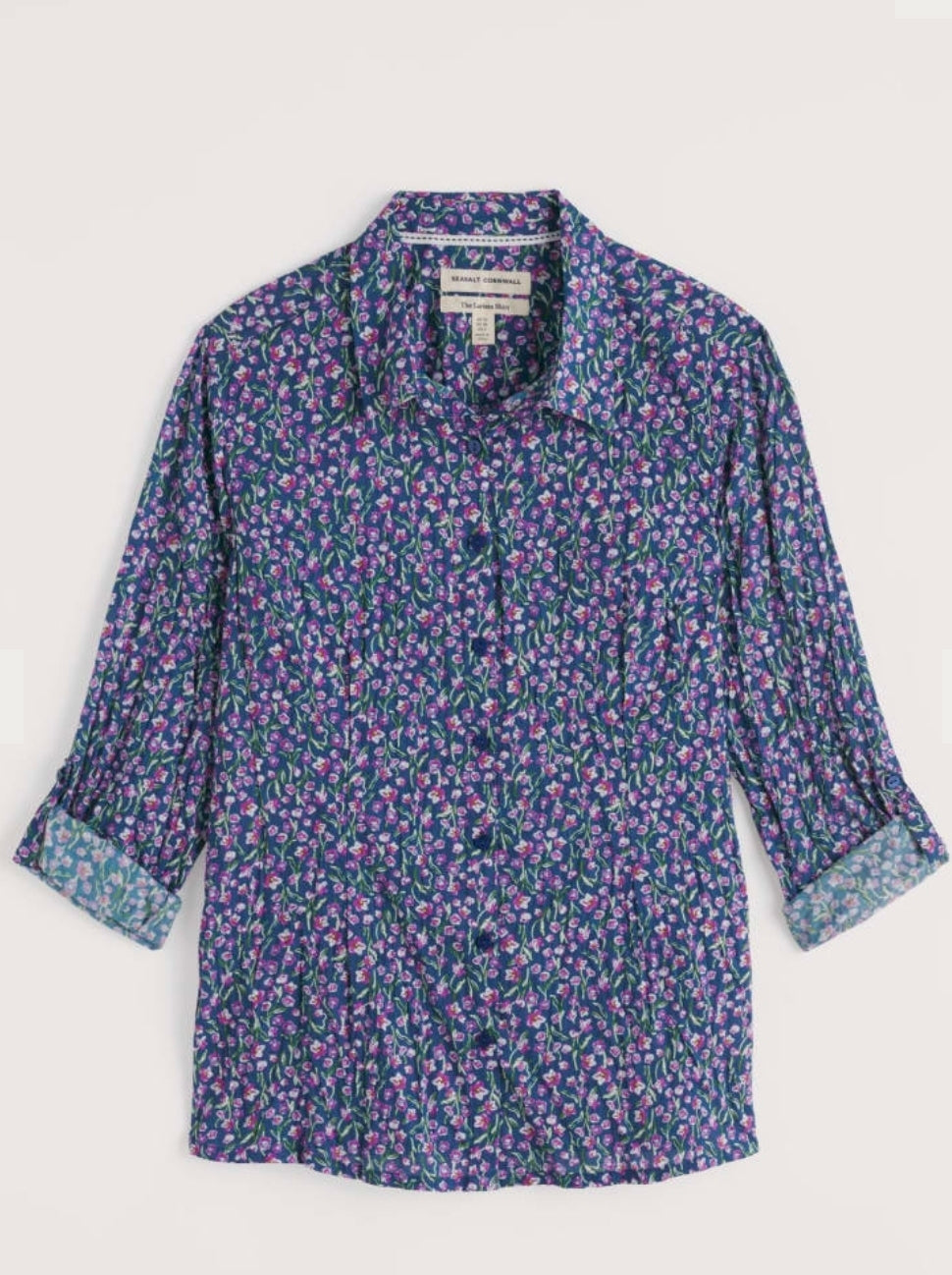 Seasalt Larissa Shirt-Flax Flower Bright Orchid-Seasalt-White finn