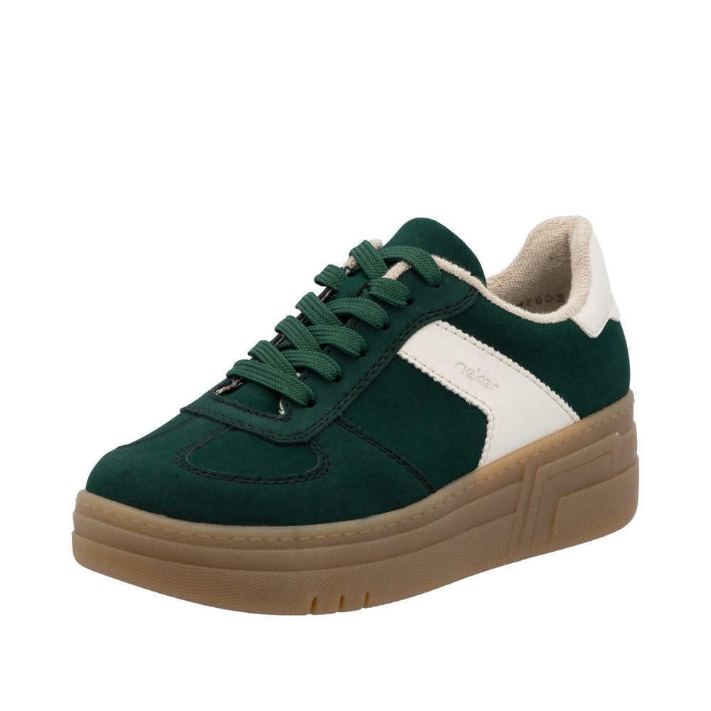 Rieker Green Contrast Trainer M7602-Footwear-White finn