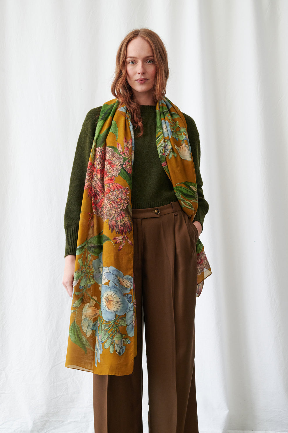One Hundred Stars Rhodoleia Gold Scarf