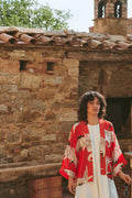 One Hundred Stars Stork Scarlet Kimono-One Hundred Stars-White finn