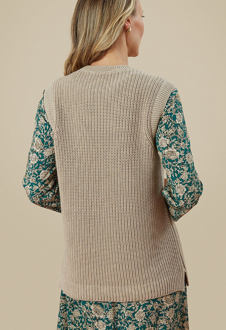 CASSIE KNITTED TANK Biscuit-Knitwear-White finn