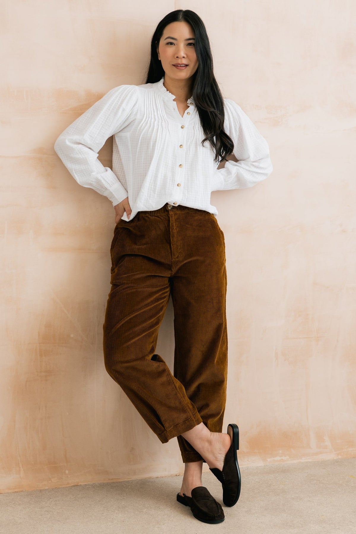 Lily and Me Flora Organic Cotton Pintuck Blouse White