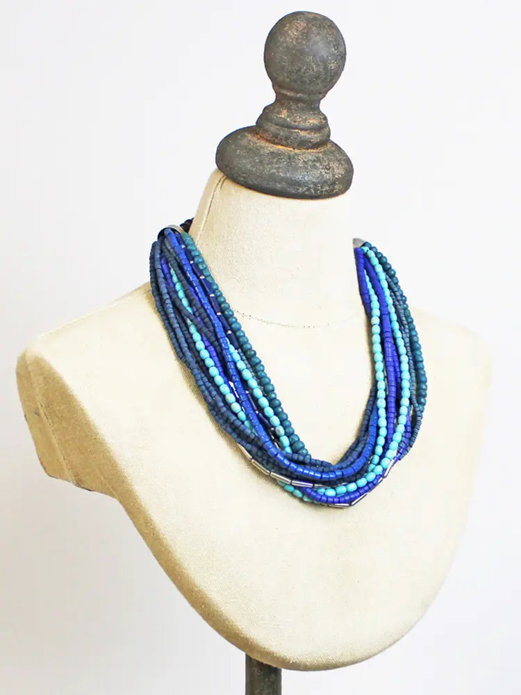 Multi Strand Beaded Necklace DC1405-Necklace-White finn