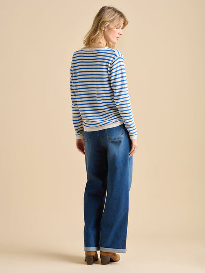 Brakeburn Scallop Neck Knitted Jumper-White finn