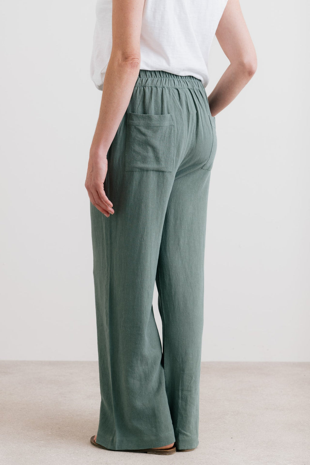 Lily and Me Grace Wide Leg Linen Blend Trousers-Trousers-8-Navy-