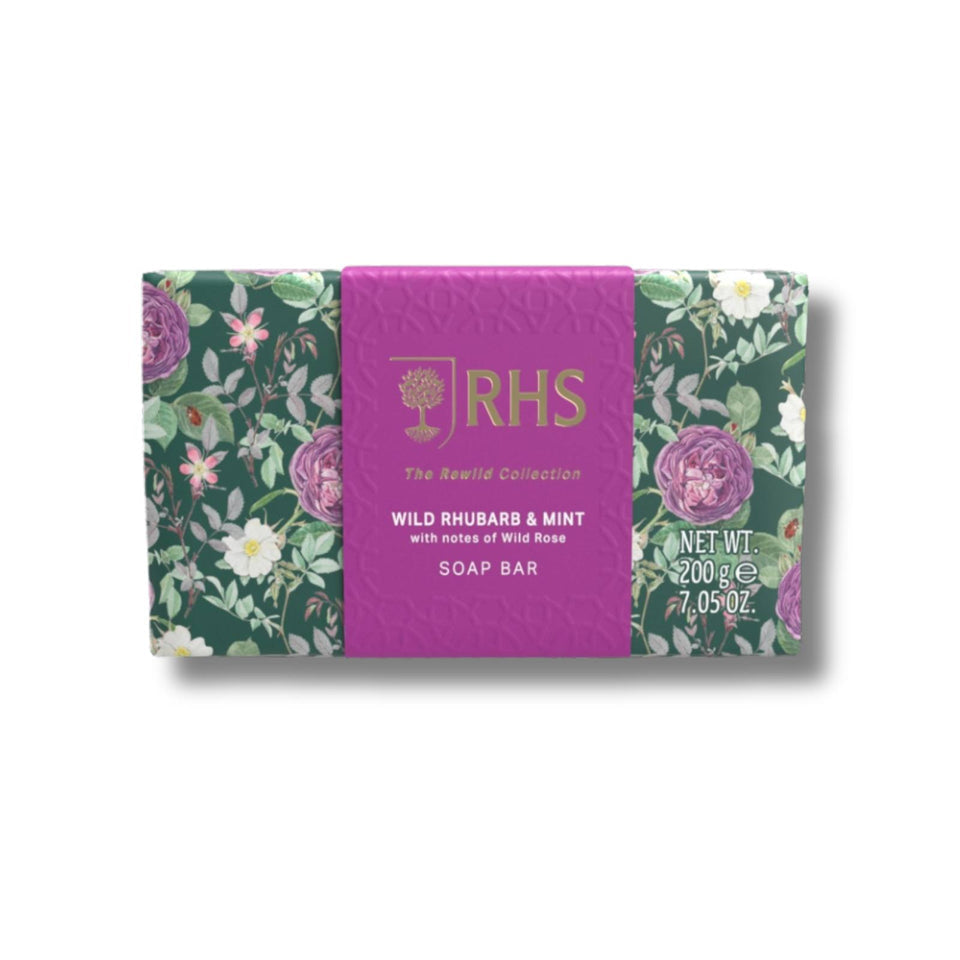 RHS Rewild Rhubarb and Mint Soap 200g-Body Care-White finn