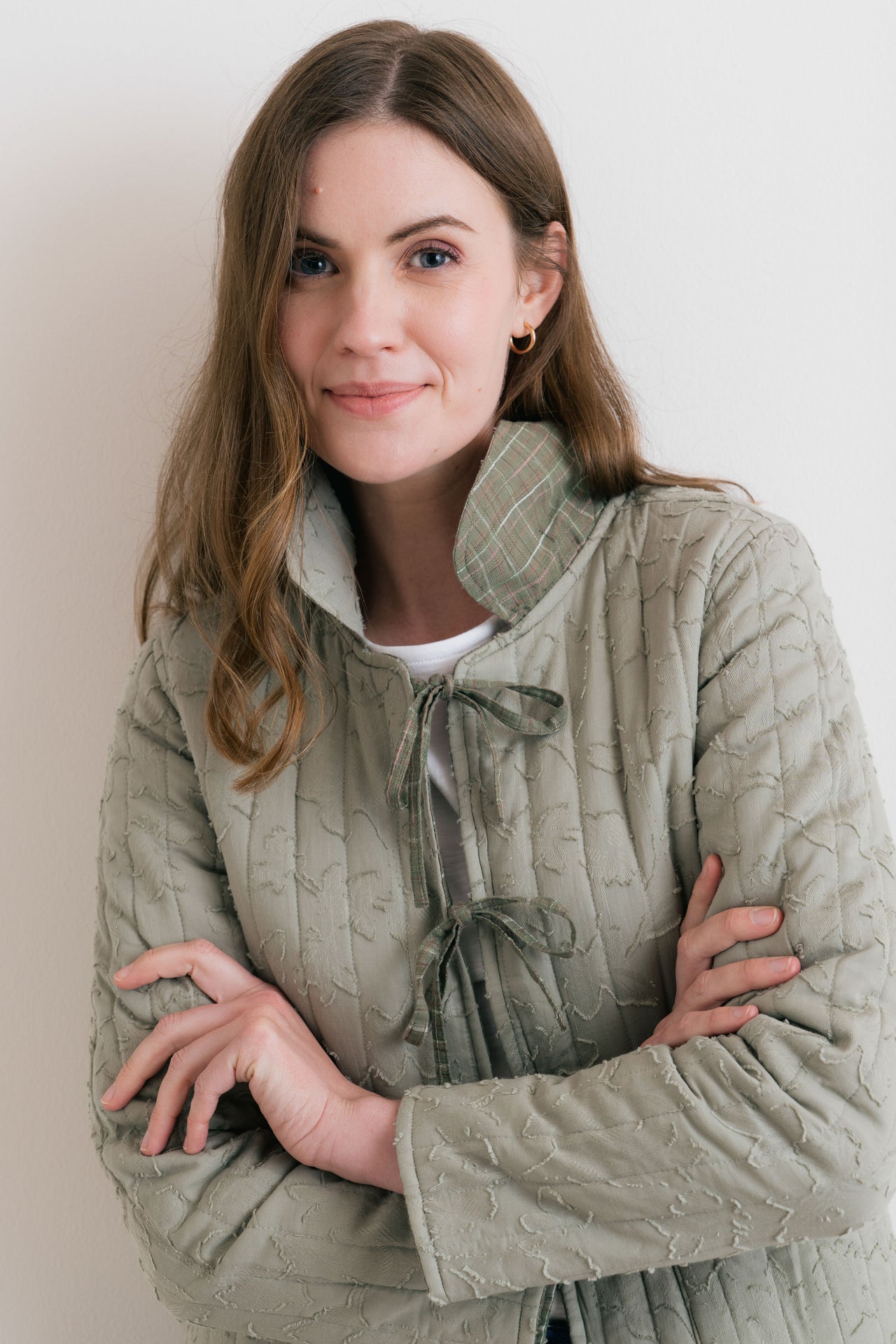 Lily and Me Ash Quilted Checked Reversible Jacket Green