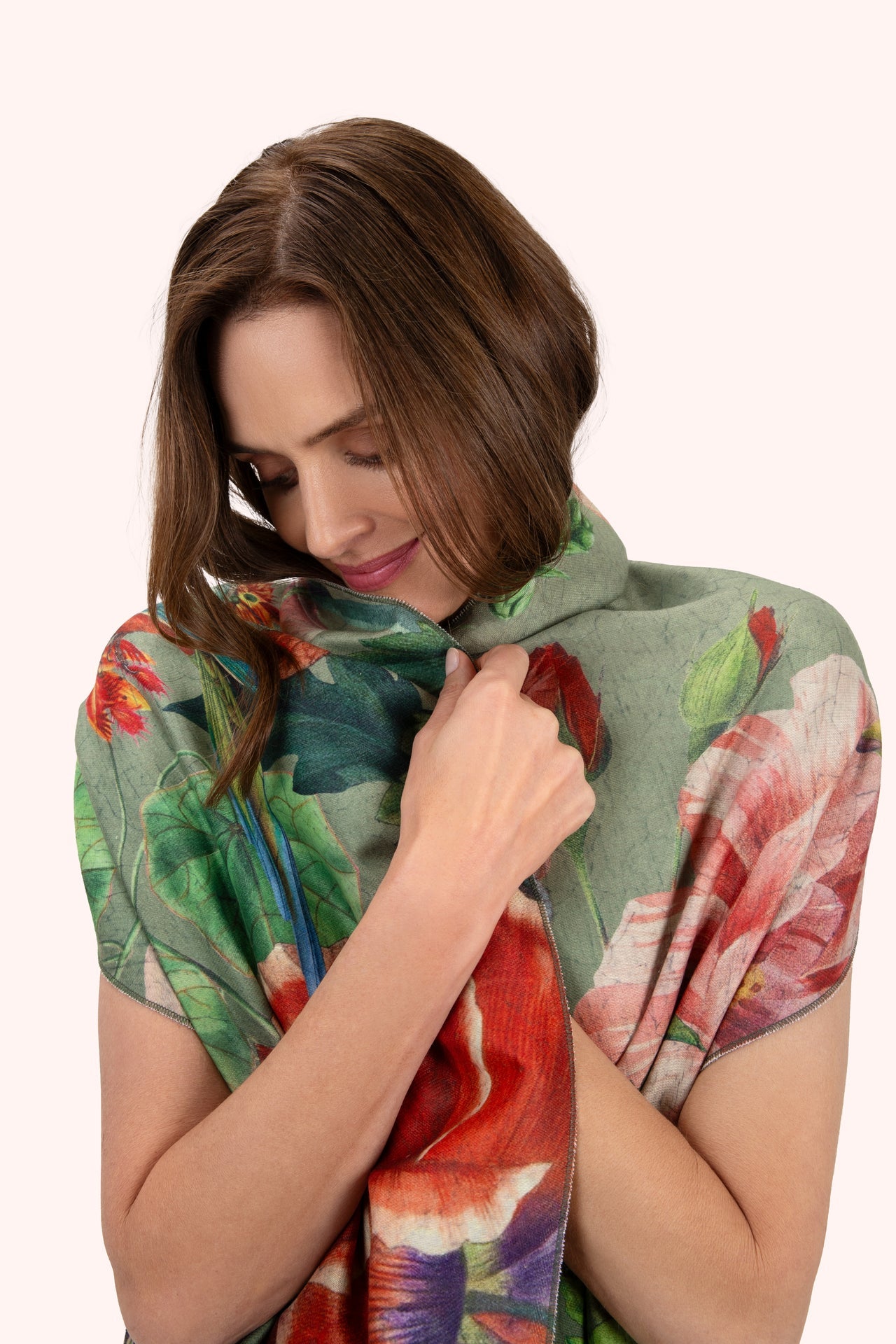 Powder Lux Scarf - Botanical Bouquet, Sage