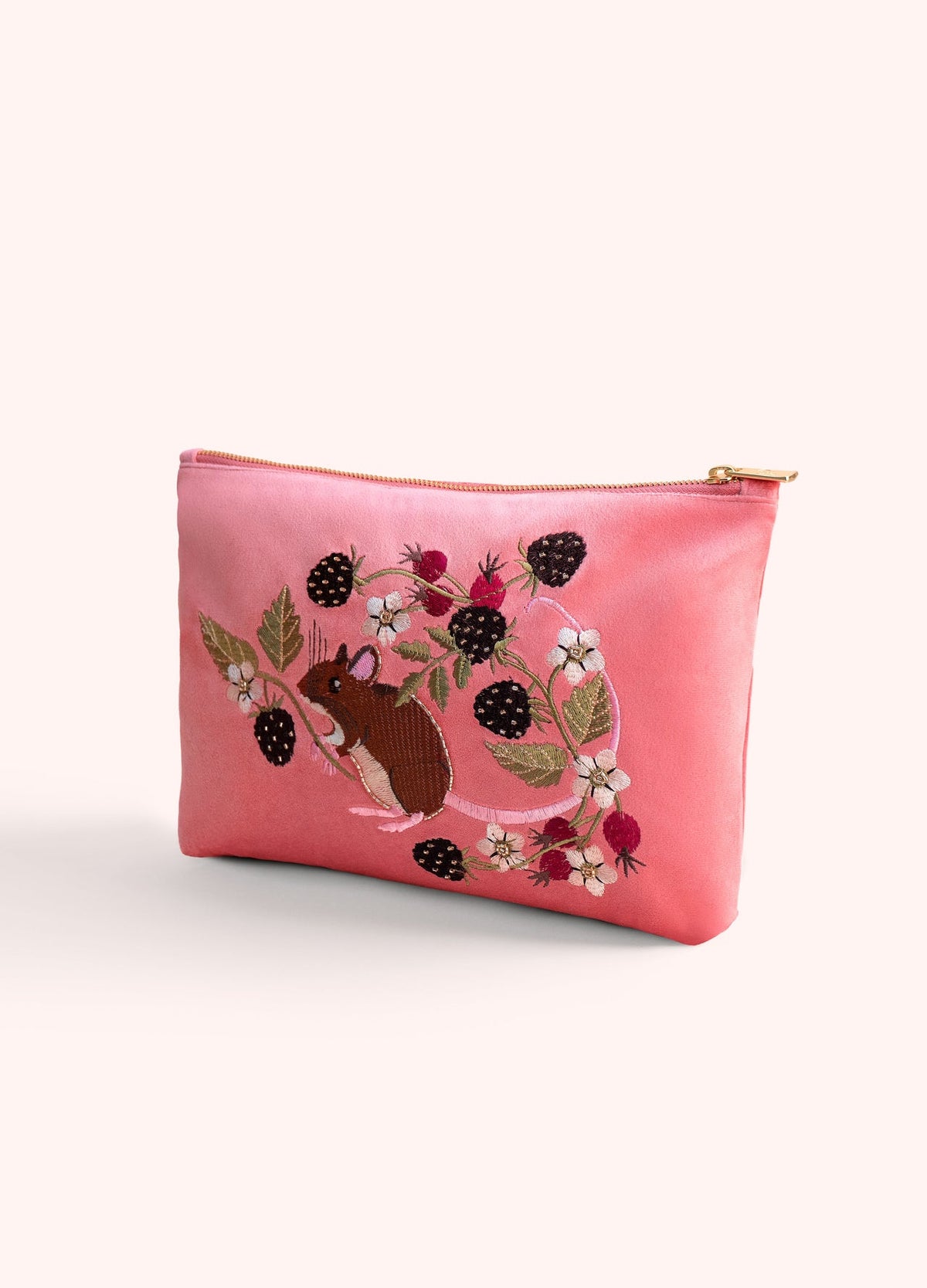 Powder Velvet Zip Pouch