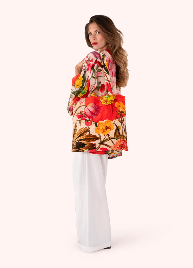 Powder Velvet Tote Bag - Fine Flowers in Cream-Powder-White finn