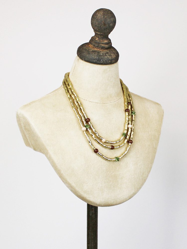 Triple Strand Snake Necklace with Beads KH6601
