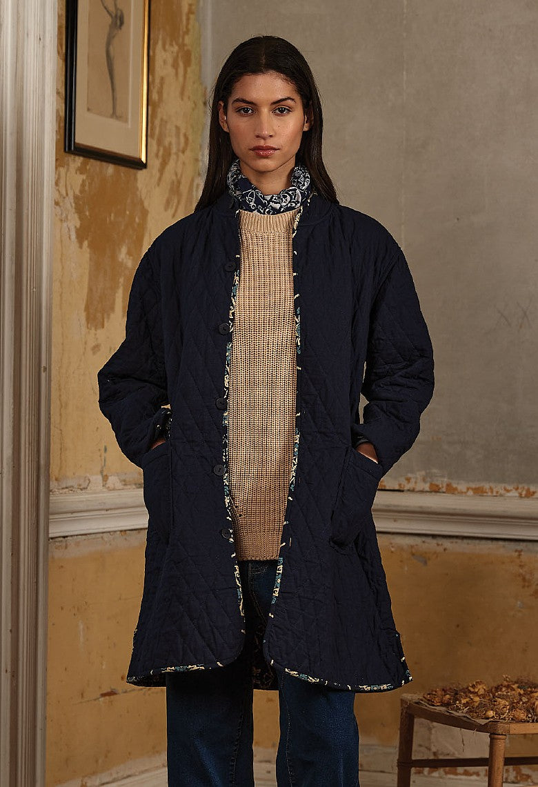 FREYA REVERSIBLE QUILTED COAT CELINE-Coats & Jackets-White finn