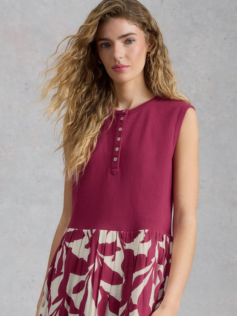 White Stuff Shay Midi Jersey Mix Dress
in PINK MULTI