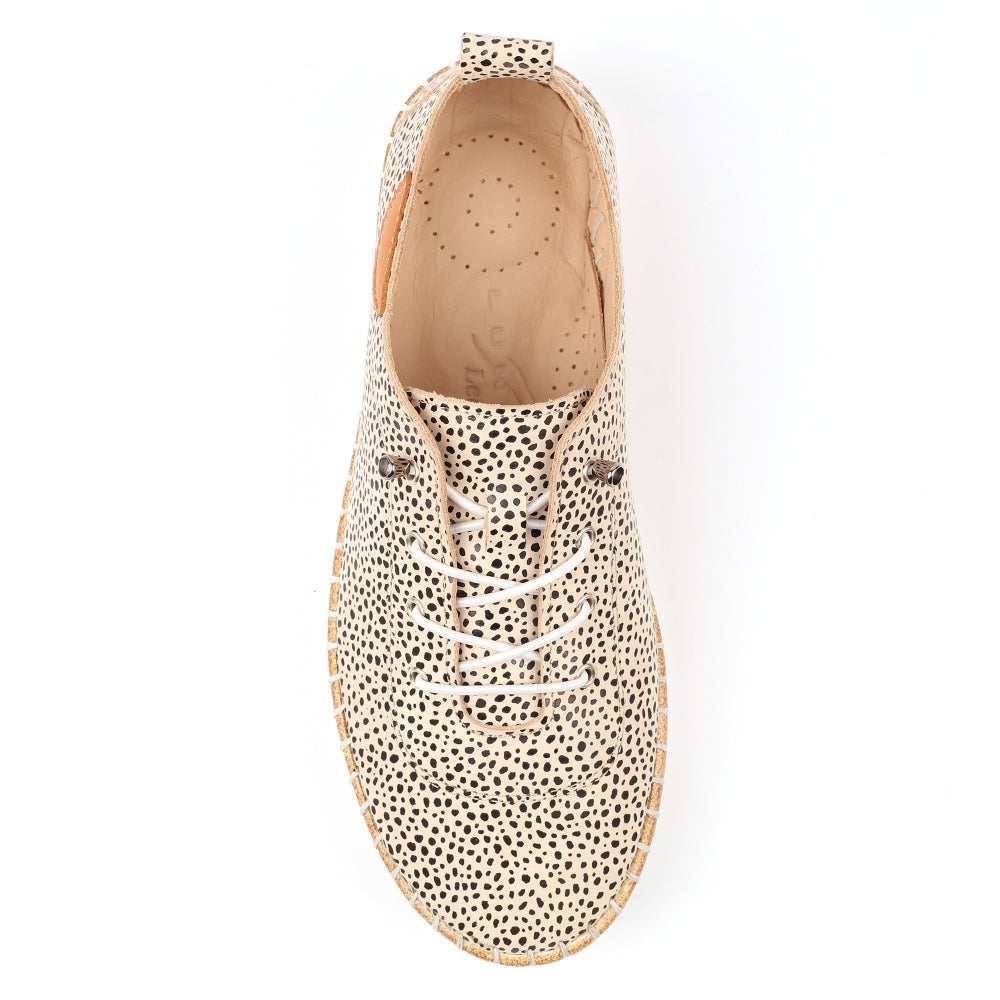 Lunar Evette Animal Spot Leather Plimsoll-Lunar-White finn
