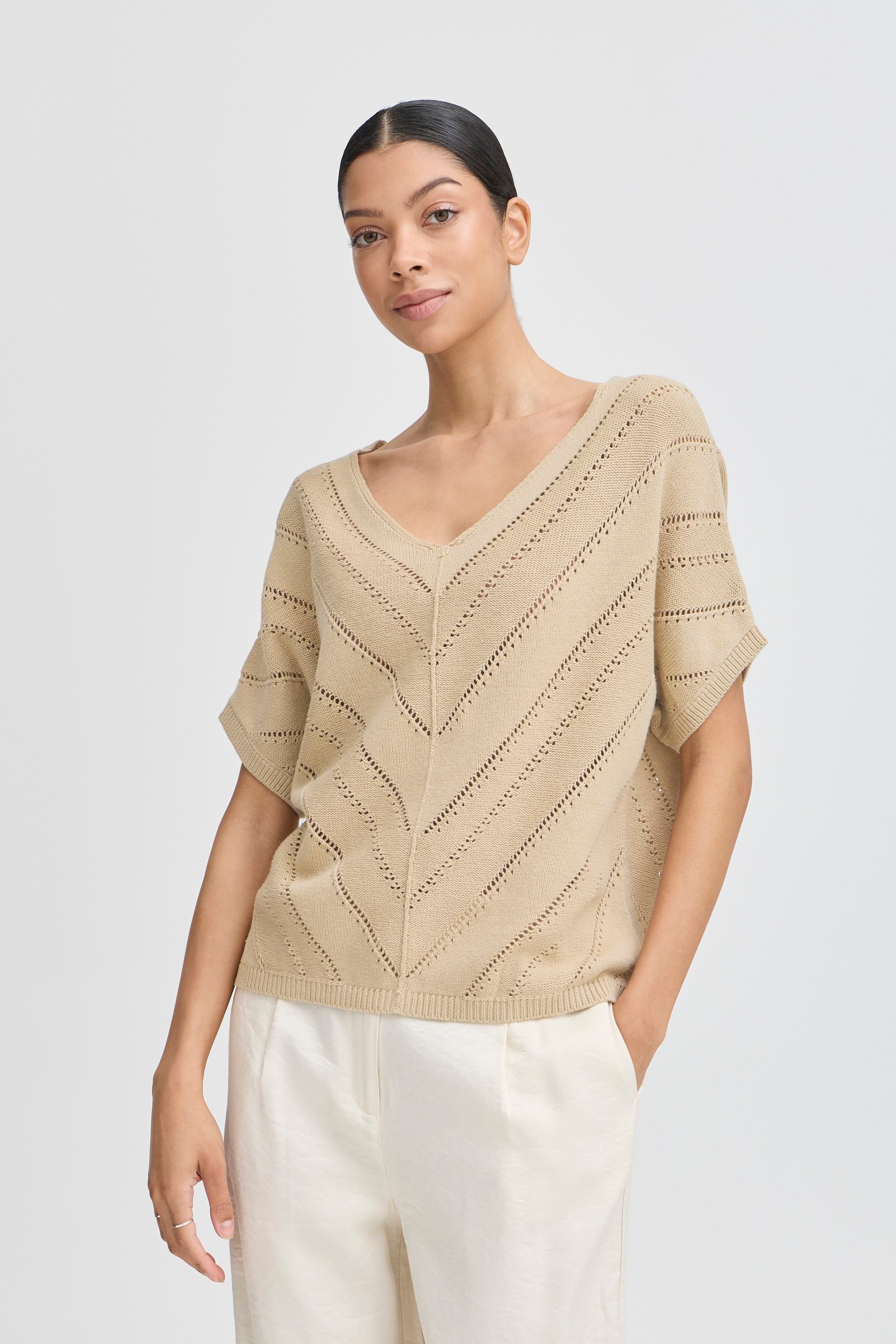 B young Bynajo V-Neck Jump-Knitwear-White finn