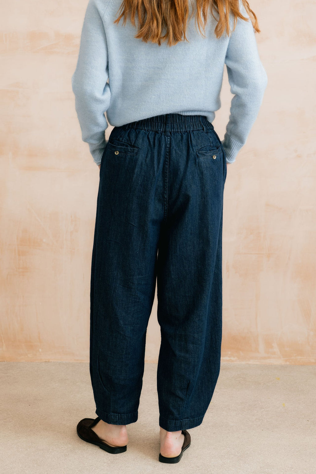 Lily and Me Ayla Relaxed Denim Barrel Leg Trousers Dark Wash