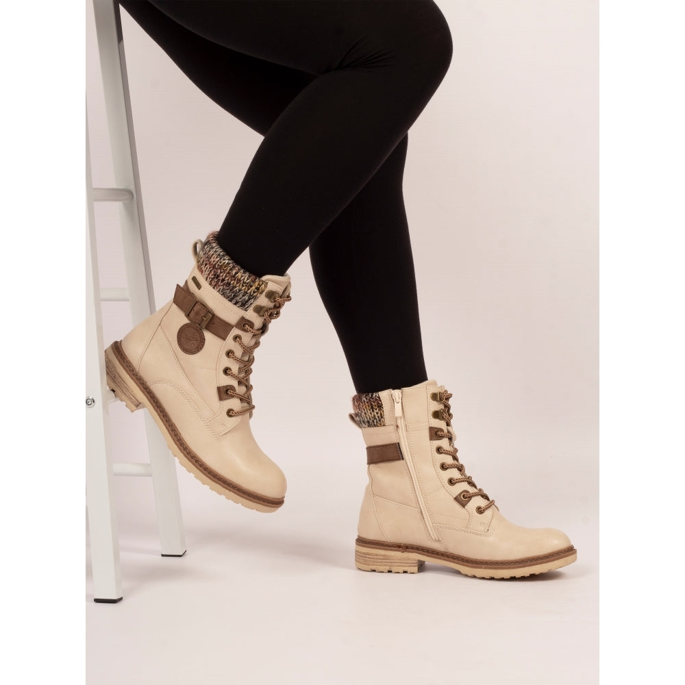 Lunar Annabelle Cream Ankle Boot-Footwear-White finn