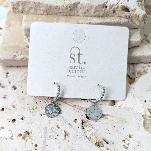 Tempest hoop earrings with CZ motif drop XSST128E