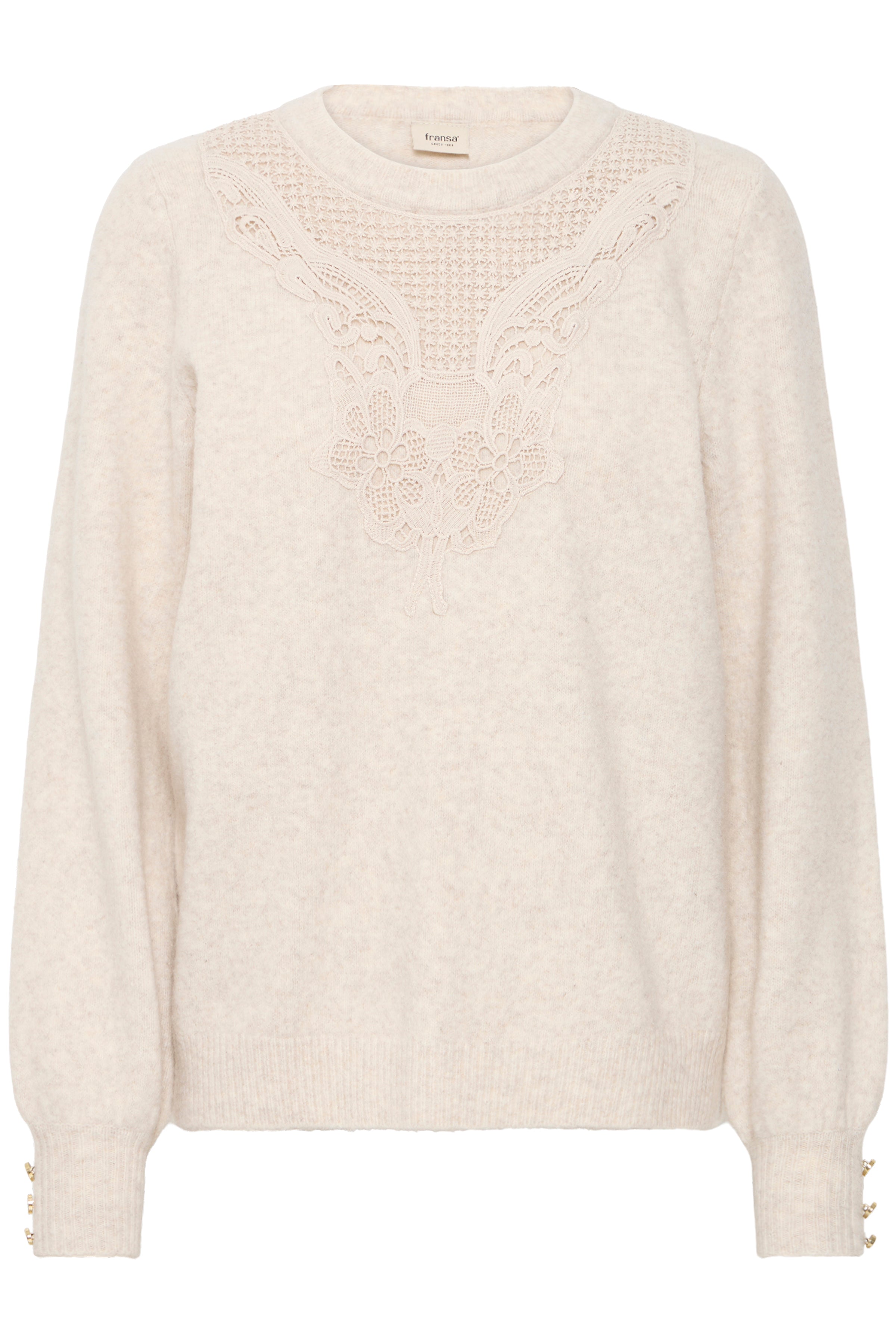 Fransa Frellen Pullover 2-Knitwear-White finn