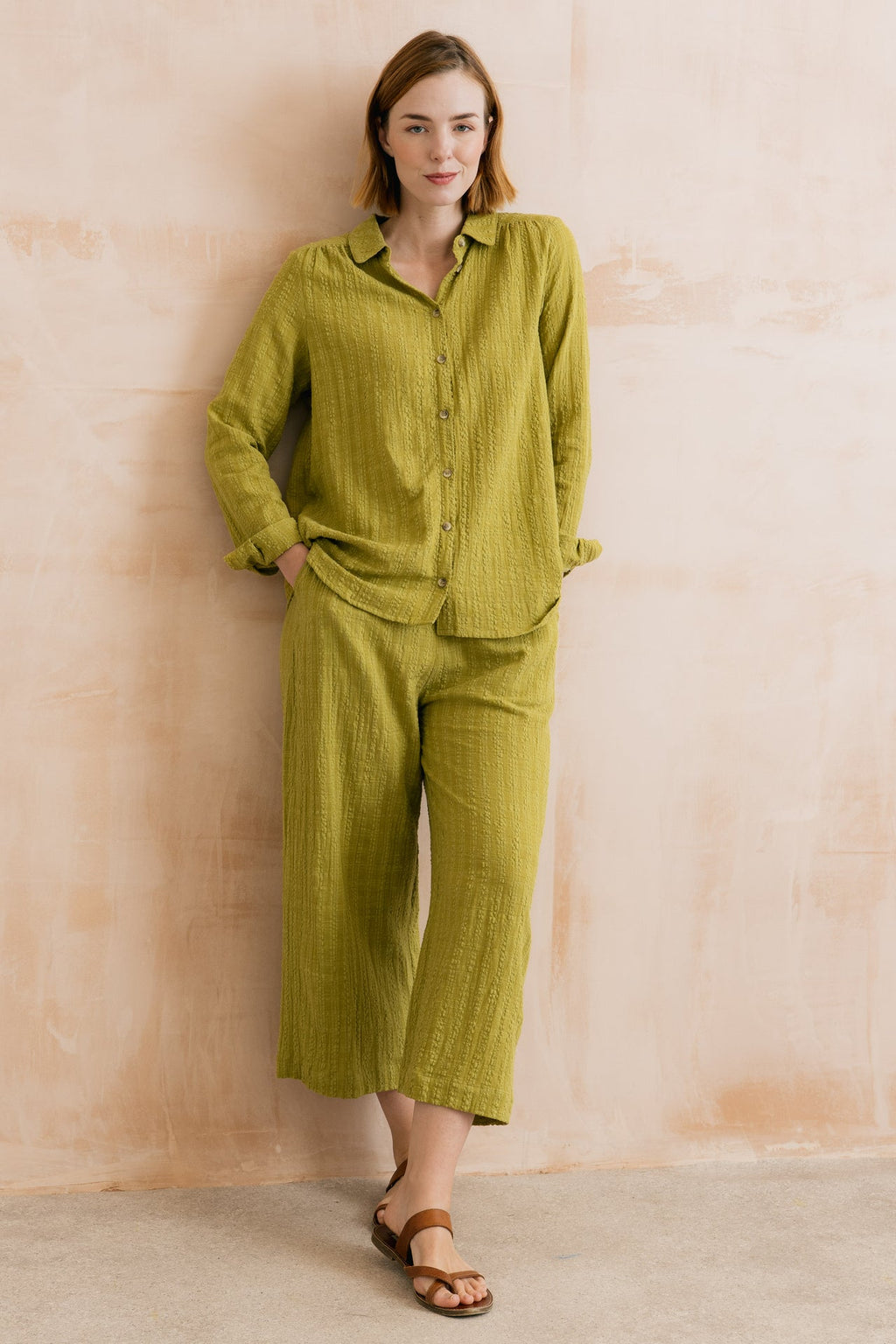 Lily and Me Savannah Textured Seersucker Shirt Lime-Shirts & Tops-10-Lime-