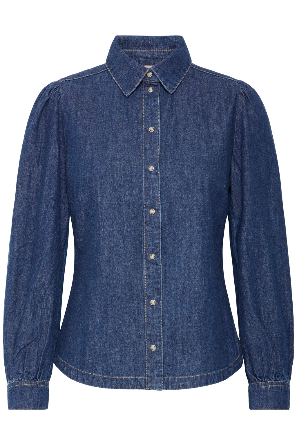 B young Byluva Denim Puff Sleeve Shirt-Shirts & Tops-White finn