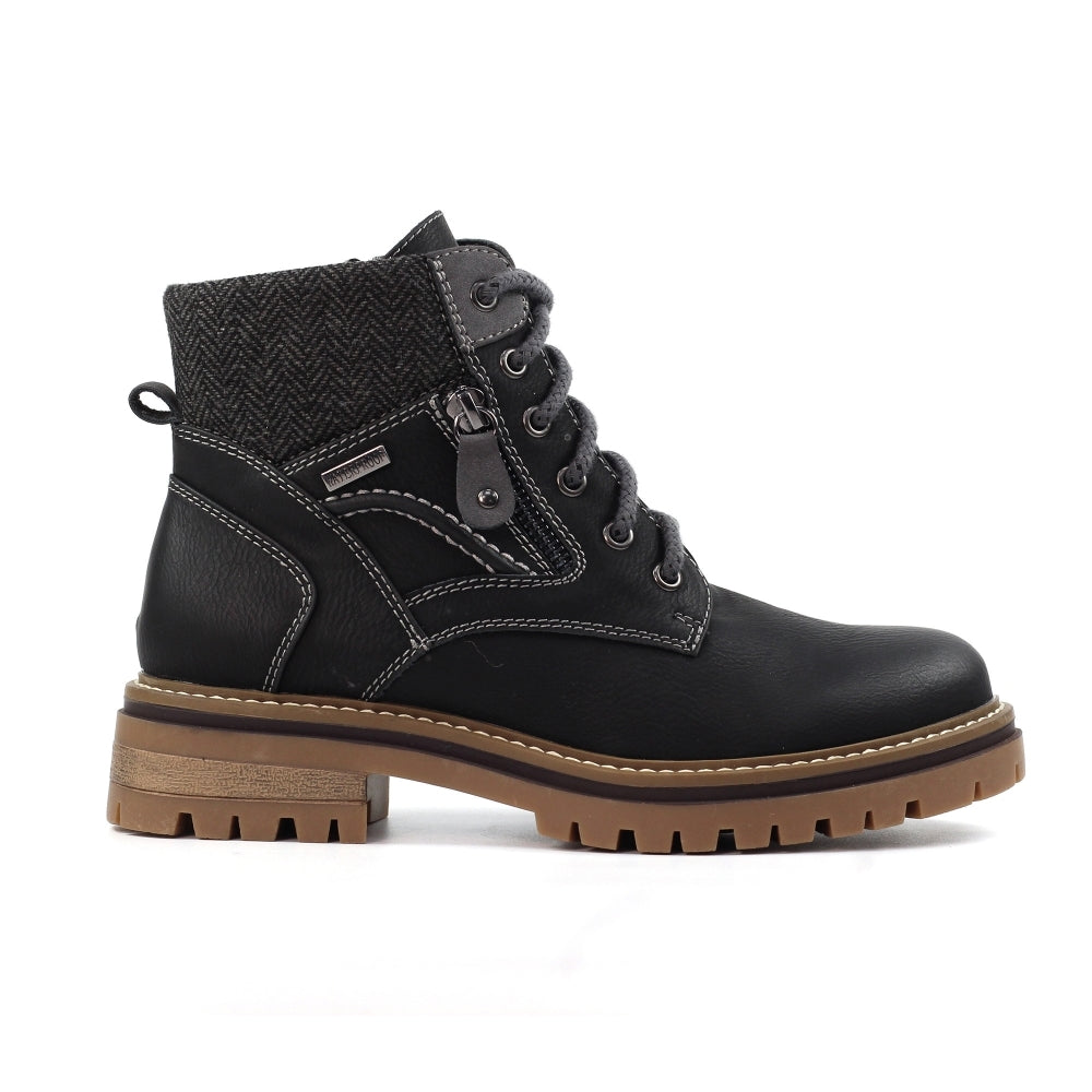 Lunar Caramel Black Waterproof Ankle Boot-Footwear-White finn