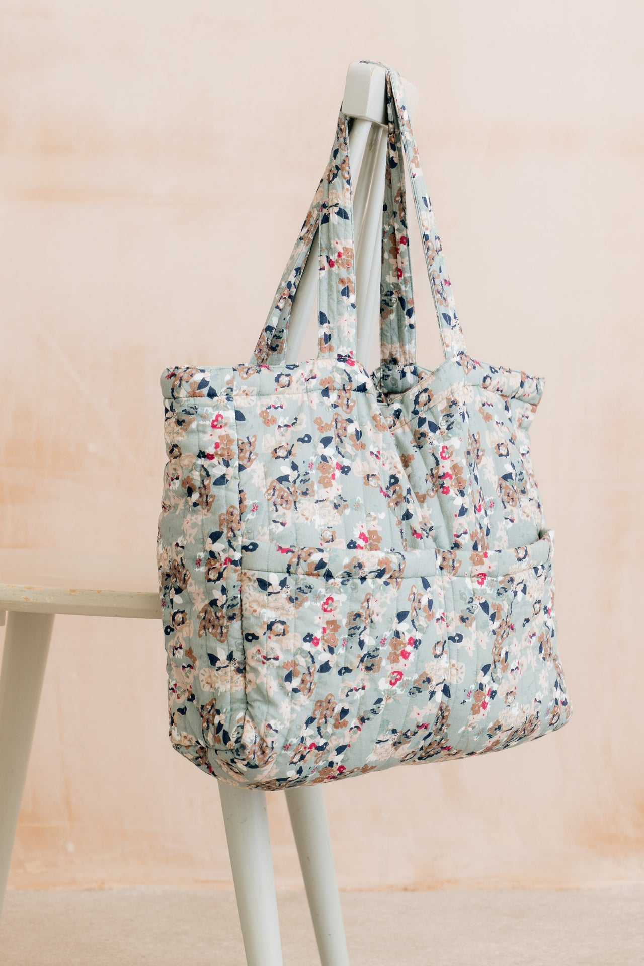 Lily and Me Ditsy Print Quilted Tote Bag Ocean