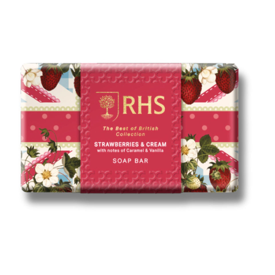 RHS British Strawberries and Cream Soap Bar 200g-Body Care-White finn
