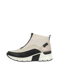 Rieker Cream Contrast Zip Boot N6352-Footwear-White finn