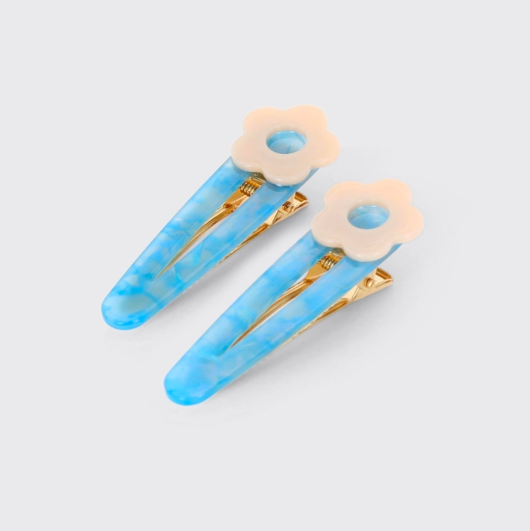 Millie Mae Harper Set of 2 Hair Clips - Blue / Natural-Forever England-White finn