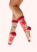 Powder Ladies' Ankle Socks - Rouge Blooms-Powder-White finn
