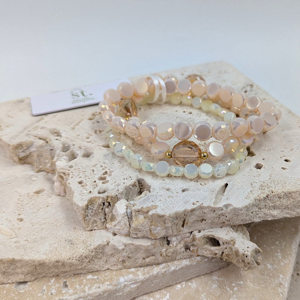 Luxury beaded bracelet Cream Mix HZ163H