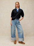White Stuff denim mix rugby top