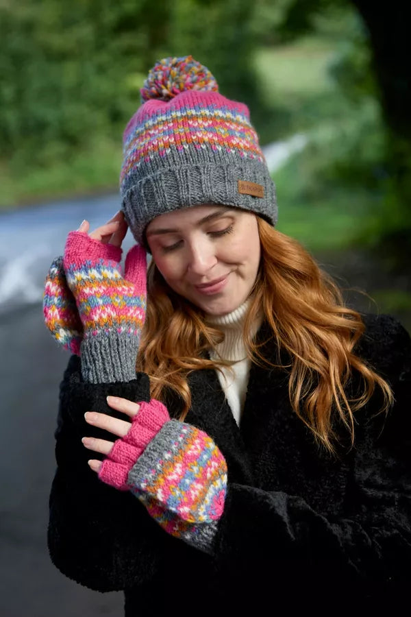 Pachamama Iona Roll Back Bobble Beanie-Pachamama-White finn
