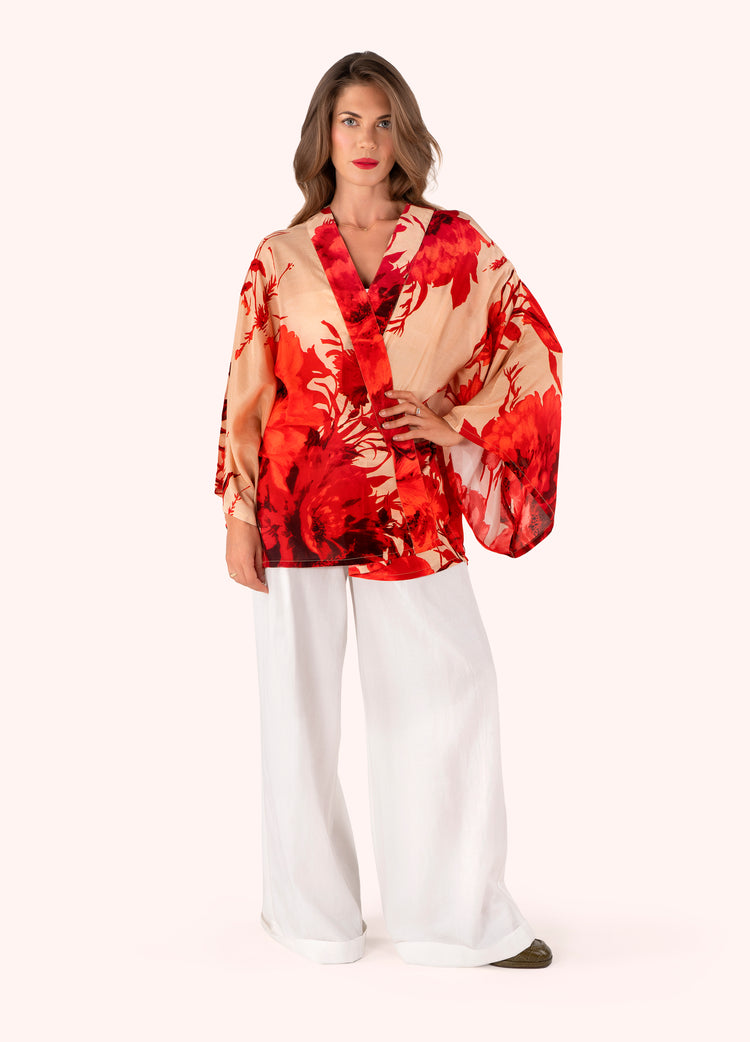 Powder Kimono Jacket Rouge Blooms-Powder-White finn