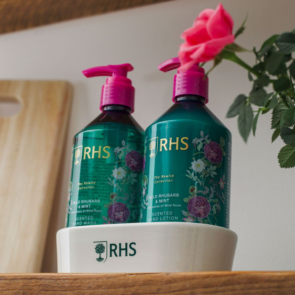 RHS Hand Care Caddy Wild Rhubarb and Mint 2 x 300ml-Hand wash-