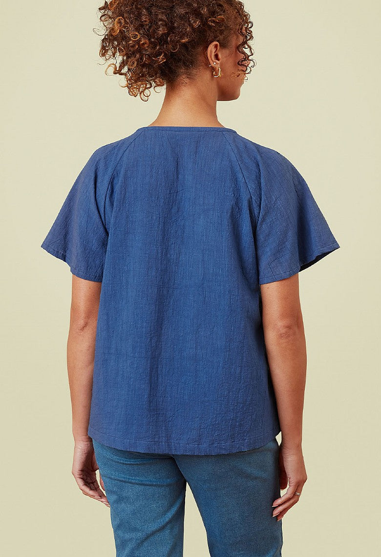 Adini Cross Hatch Idres Top - Red Orange-Shirts & Tops-XS-Orange-