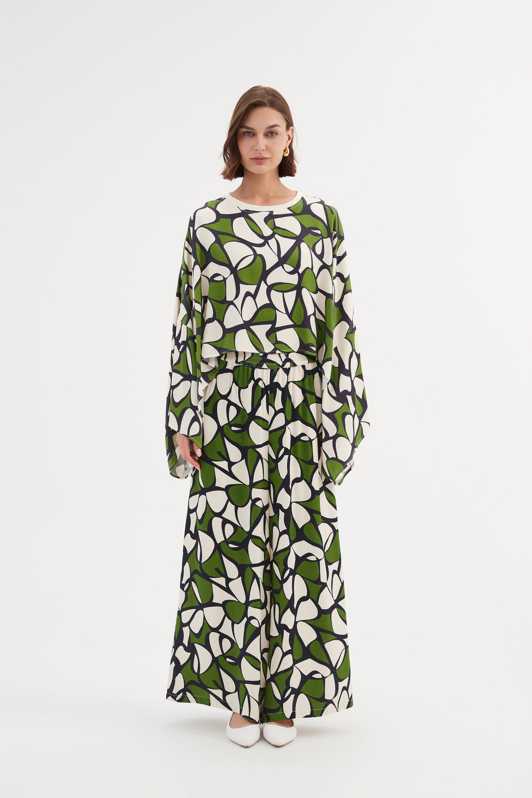 Tirelli Oversized Print Layer2 Top Rayon Green Oasis Prin