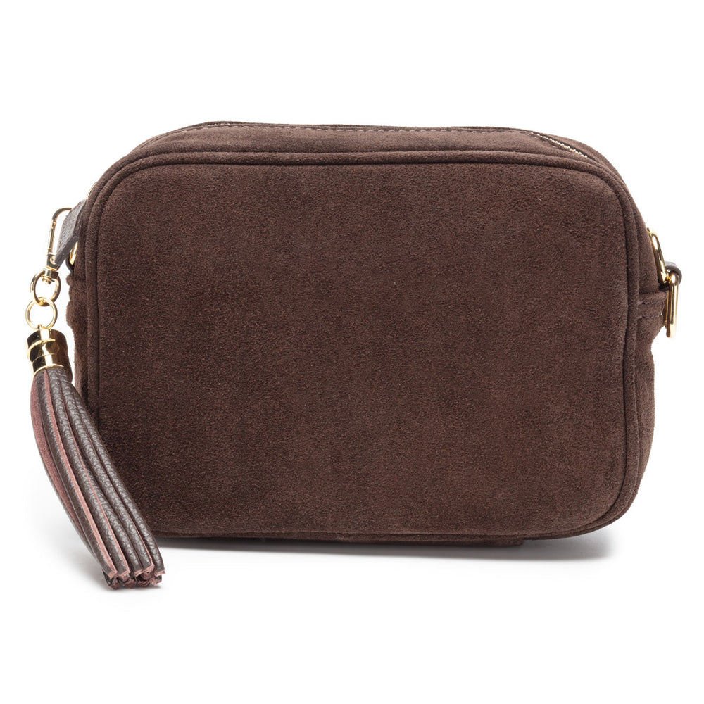 Ellie Beaumont Crossbody Tassel Suede - Dark Brown-Bag-White finn