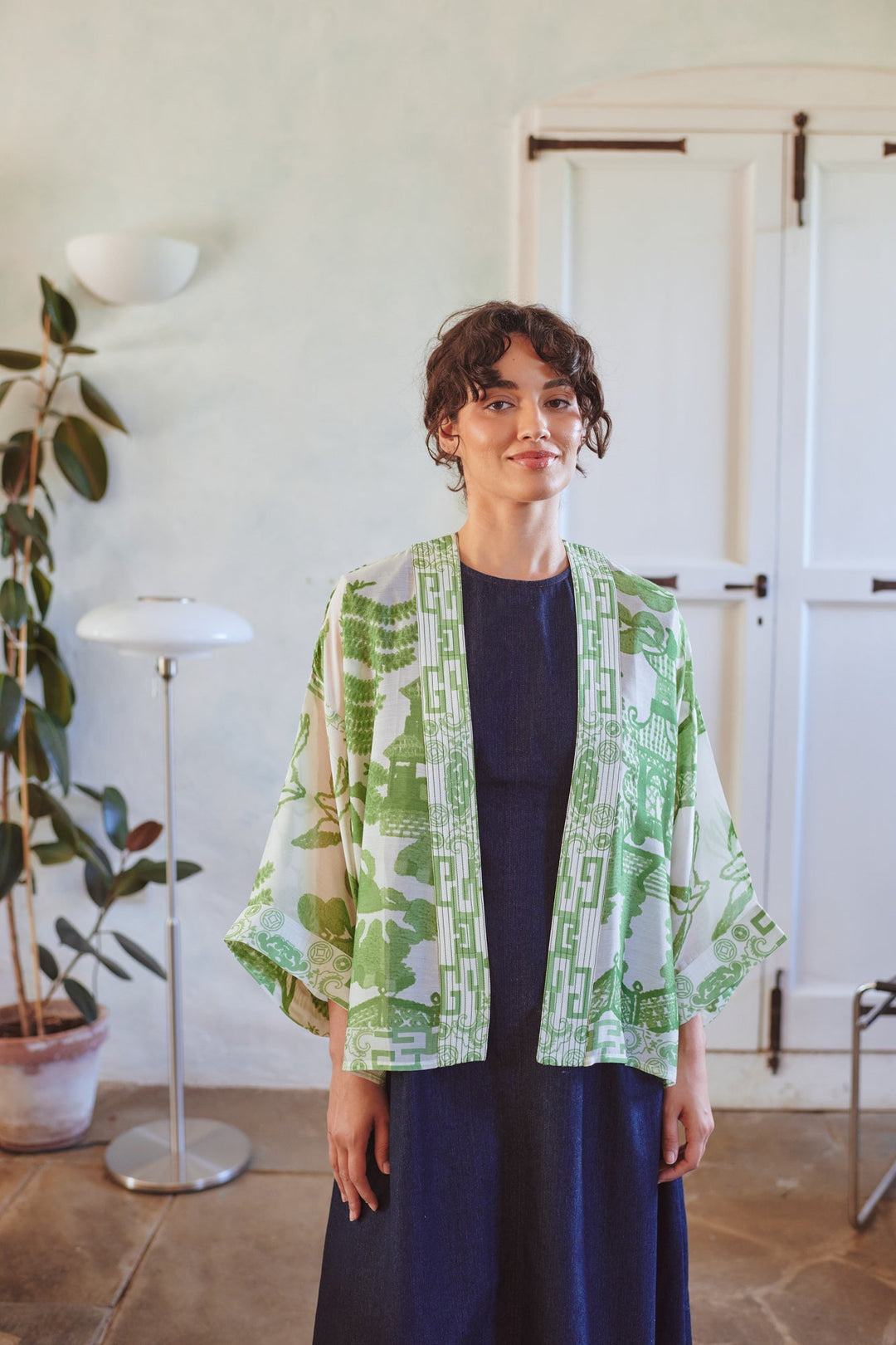 One Hundred Stars Giant Willow Green Kimono-One Hundred Stars-White finn